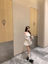 Lace ribbon patchwork bateau collar top