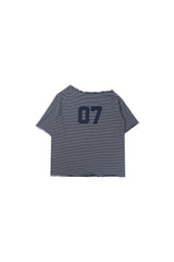 ストライプオフショルダーT_navy
