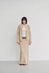 Ribbed Wool Maxi Skirt-KHAKI