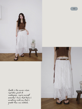 twill lace frill long skirt