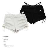 SHIRRING STRING MICROSHORTS_OATMEL