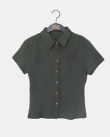 Deepen Embossing Linkle Collar Short-Sleeved Shirt