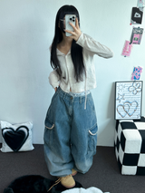 HIGH QUALITY 💍💎 LIP BALLOON PARACHUTE DENIM PANTS 🤎2 SIZE