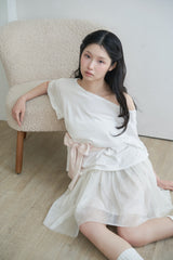 Big ribbon strap loose top - white