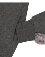 Fur Trim Jersey Zip-up / Charcoal