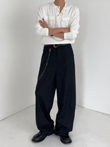 TO Stripe Wide Slacks (2C, Chain Set)