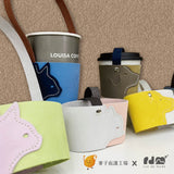 French Bulldog genuine leather drink bag