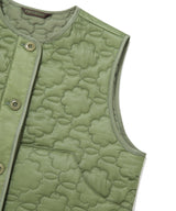 Women’s Clover Heart Quilted Short Vest Olive