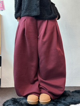 M,XL🤎2SIZE🤎 DOUBLE PINTUCK WIDE LONG BALLOON PANTS ❤🤎🖤🩶4COLOR
