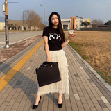 プリンセスツインリボンクロップTシャツ-BLACK