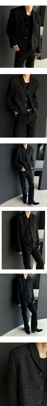 [PREMIUM] Crush glitter tweed jacket(2color)