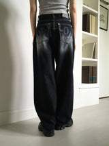 Tapim back printing wide denim pants