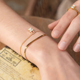 [Worn by WJSN Dayoung] Padlock Pearl 925 Silver + 14k gold plating Bracelet B054-01G