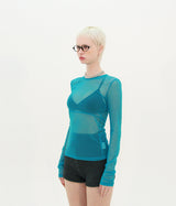 メッシュシアータイト長袖（ブルー）