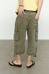 Vintage Military Capri Cargo Pants (Washed Khaki)