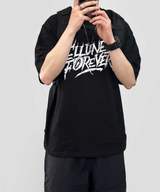 イリューネスレタリングオーバーサイズスプリットショートスリーブTシャツ