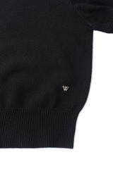 Slim button half knit_black