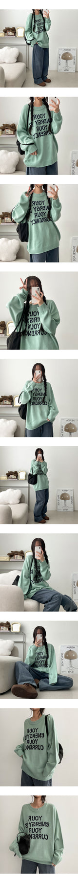 Yours Color Lettering Round Knitwear