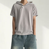 Cozy Striped Snap Short Sleeve Hoodie (3 colors)