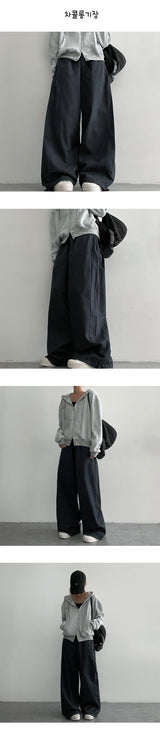 [3 Tier Length] [S-3XL] ウェンドサイドスリットバンデッドワイドパンツ (4 colors) ヘムストリング