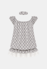 Romantic Check Frill Blouse