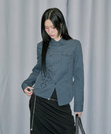 Cross Applique Slimfit Check Shirt - NAVY