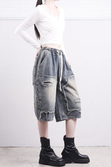 (Unisex)MARE ハーフダメージデニムパンツ