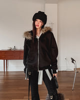 Rico Brushed Fur Two Way Hood Zip-Up