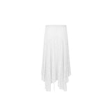 lace long skirt white butterfly