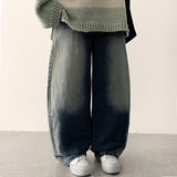 Tate washing back banding semi-wide pants
