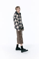 OMBRE HOOD CHECK JACKET (BLACK)