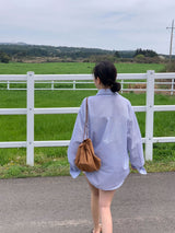 [BELLIDE MADE/Blocked sunlight] フェアリーサーチャーオーバーサイズフィットストライプシャツ