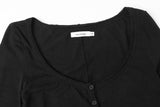ベーシックオープンTシャツ - ブラック