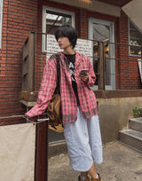 Venish dirty hood check shirt