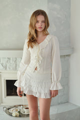 Classic Rosy Chiffon Blouse, Ivory