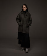 W BALMACAAN HERRINGBONE WOOL CASHMERE HALF COAT BLACK