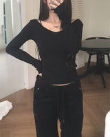 Banding Low-Rise Loose Bootcut Pants