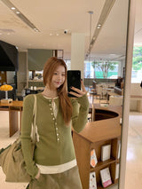 high-neck button bold ribbed loose fit knitwear