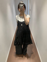 シルクシャーリングフレアTシャツ (3color)
