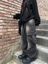 Zelda Vintage Wide Diagonal Cargo Denim