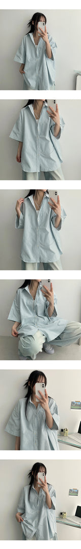 Zuch Oversized Fit Oxford Street Life Short Sleeve Shirt