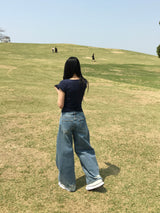 Curvy Crack Curved Denim Pants (1c)