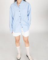 A Drop High neck Shirt - Sky Blue