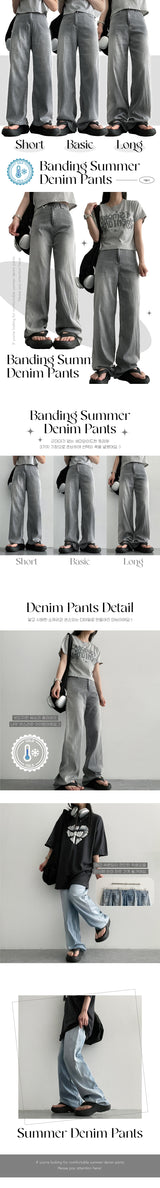 [Short, Basic, Long] [S–2XL] [Summer Long Pants!] Det. Bendable Spandex Summer Denim Pants (2 colors)