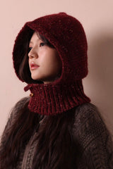 Knit Duffle Hood Scarf Balaclava Beanie