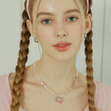 Glitter Double Star Clear Beads Necklace