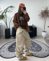 Tona Wrinkle Crop Check Shirt