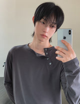 Trav Diagonal Henley Neck Long Sleeve T-shirt