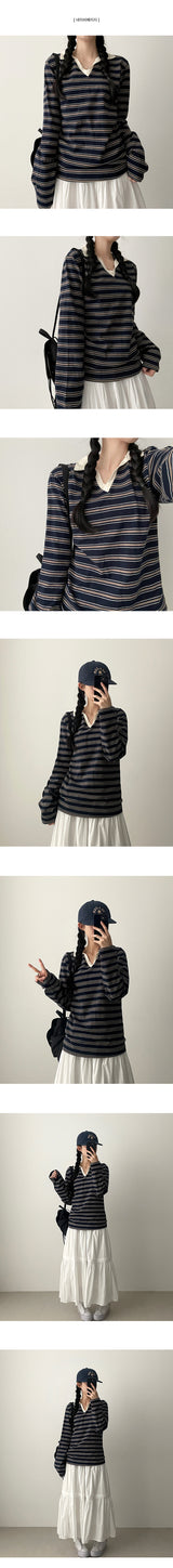 Pearlo Stripe Dangara Cara Long Sleeve T-shirt
