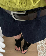 Marlo Linen Raw Denim 3/4-Length Shorts 1 Color